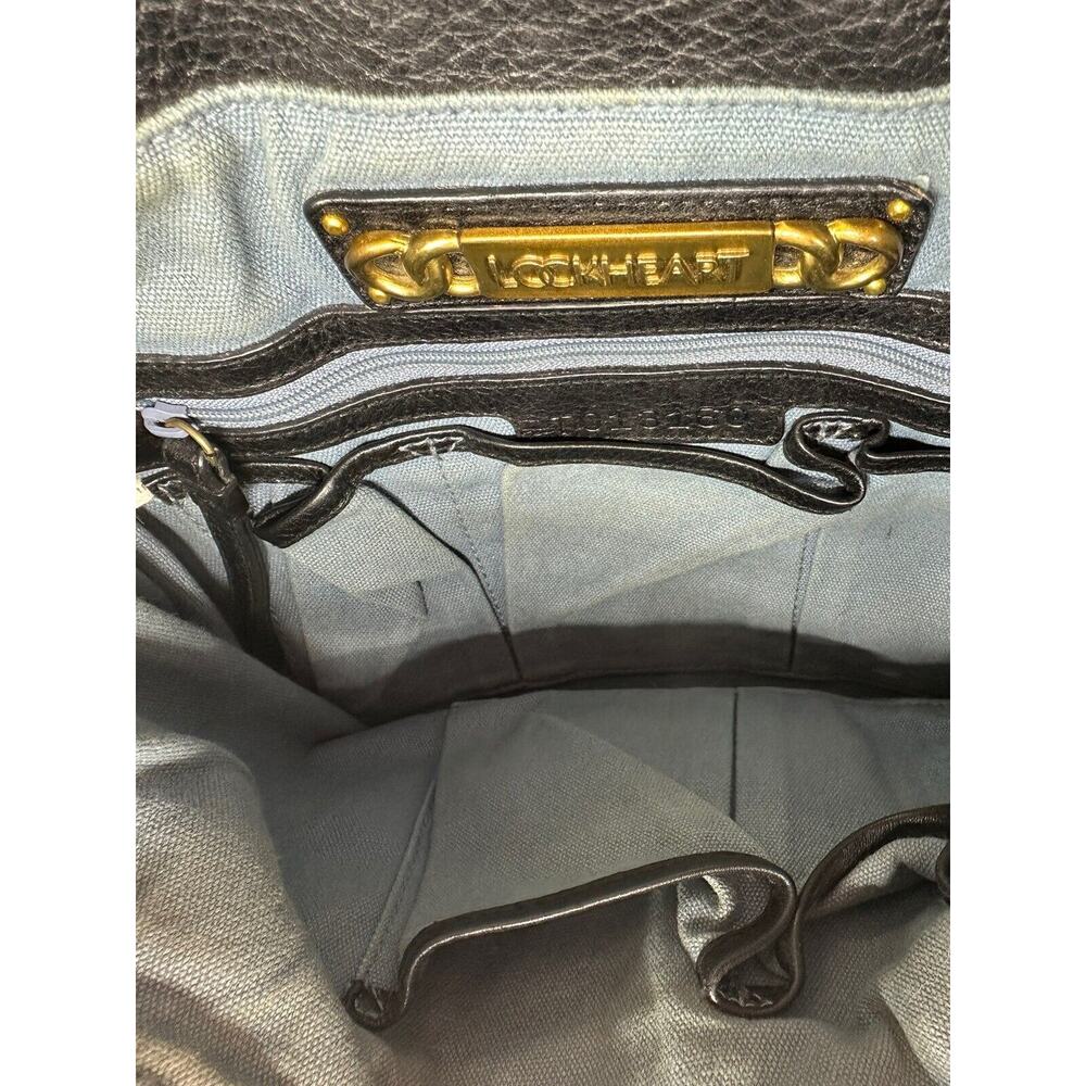 Rare Lockheart Vintage Handbag - Ruffle Braided Black Leather With Brass Bag - Picture 8 of 8